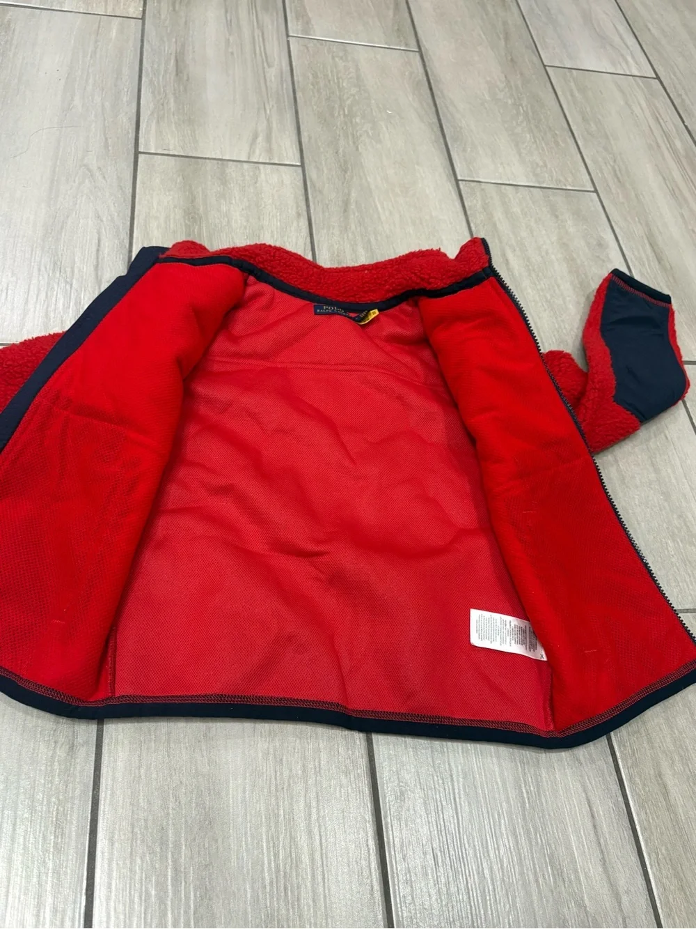 Box #7 Polo Ralph Lauren Boys size 7 Teddy Sherpa Fleece Red/Navy Jacket